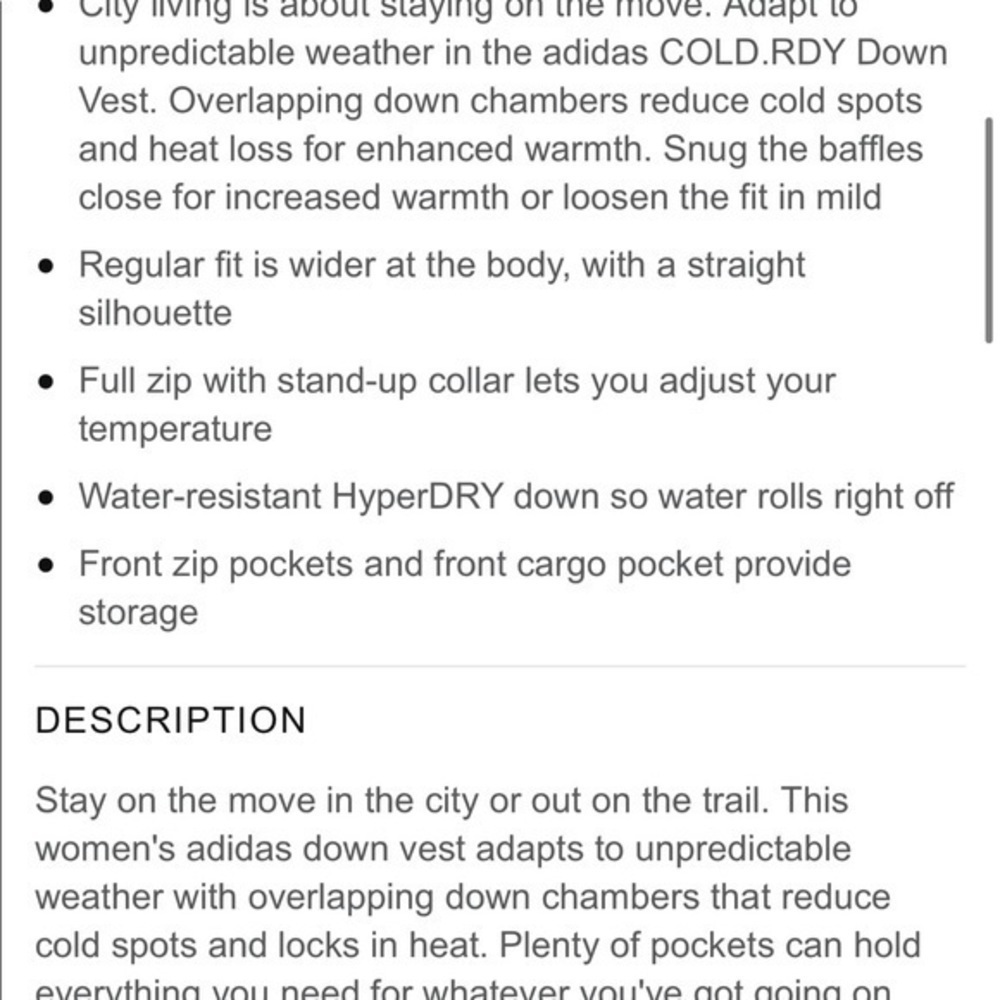 Adidas W down vest C.R. in power berry size small NWT - Picture 5 of 16